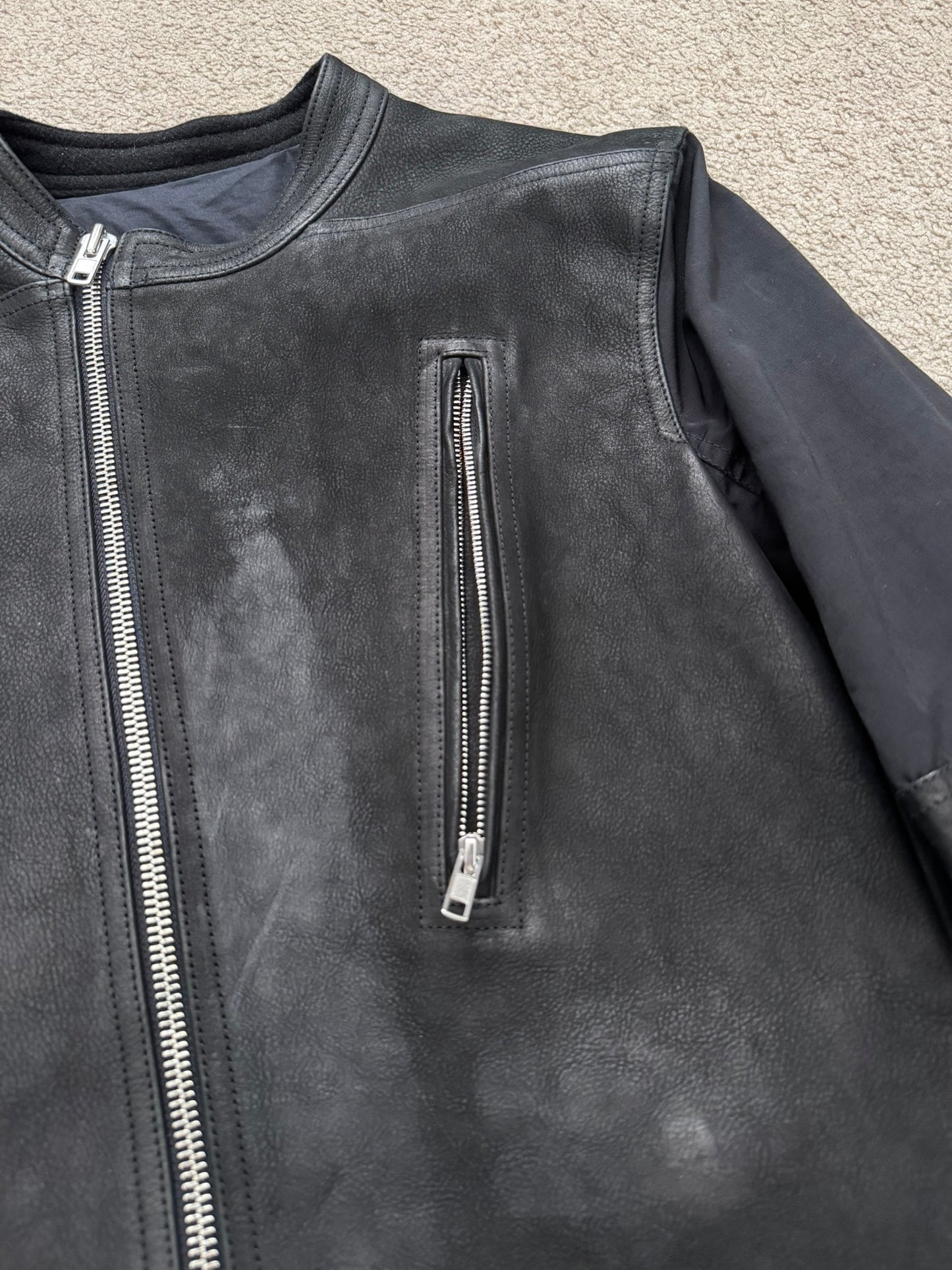 FW14 Rick Owens Mainline Moody Hybrid Fencing Leather Jacket