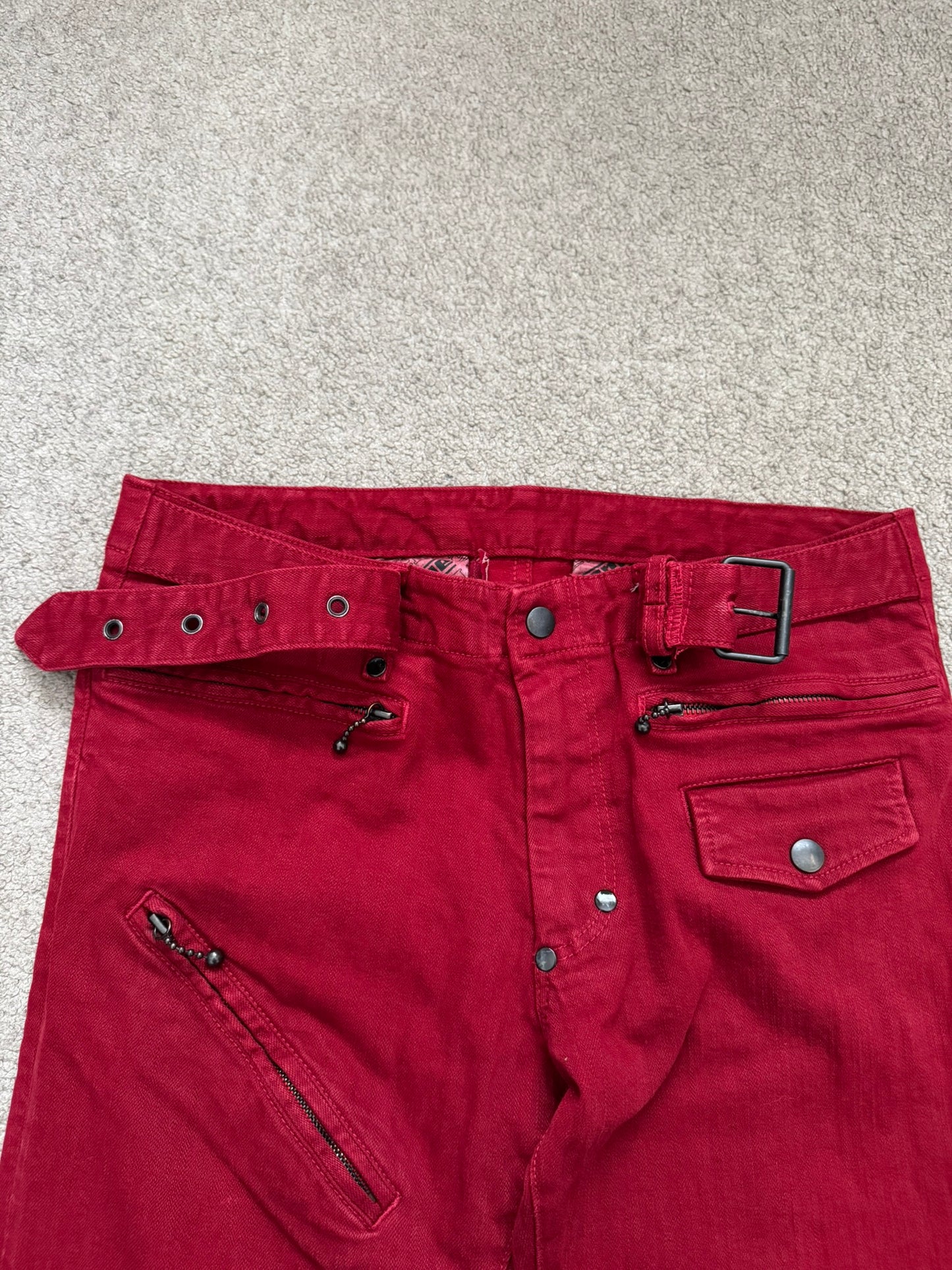 SS05 Number (N)ine "Nightcrawler" Belted Zipper Denim Jeans