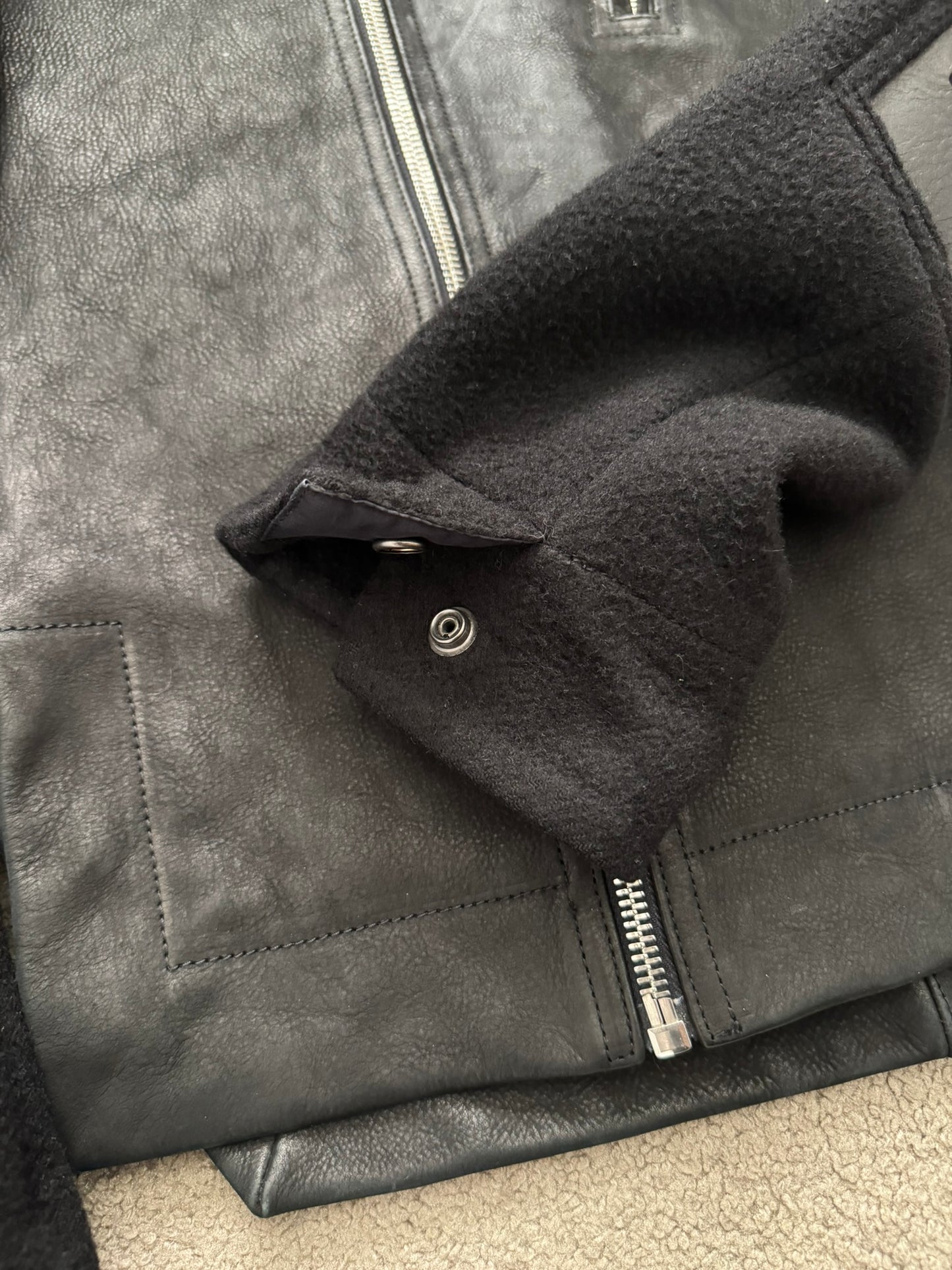 FW14 Rick Owens Mainline Moody Hybrid Fencing Leather Jacket