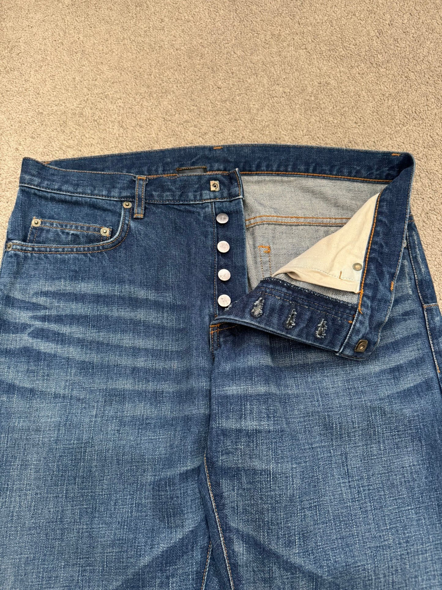 Dior Homme by Hedi Slimane MIJ Clawmark Blue Washed Denim Jeans