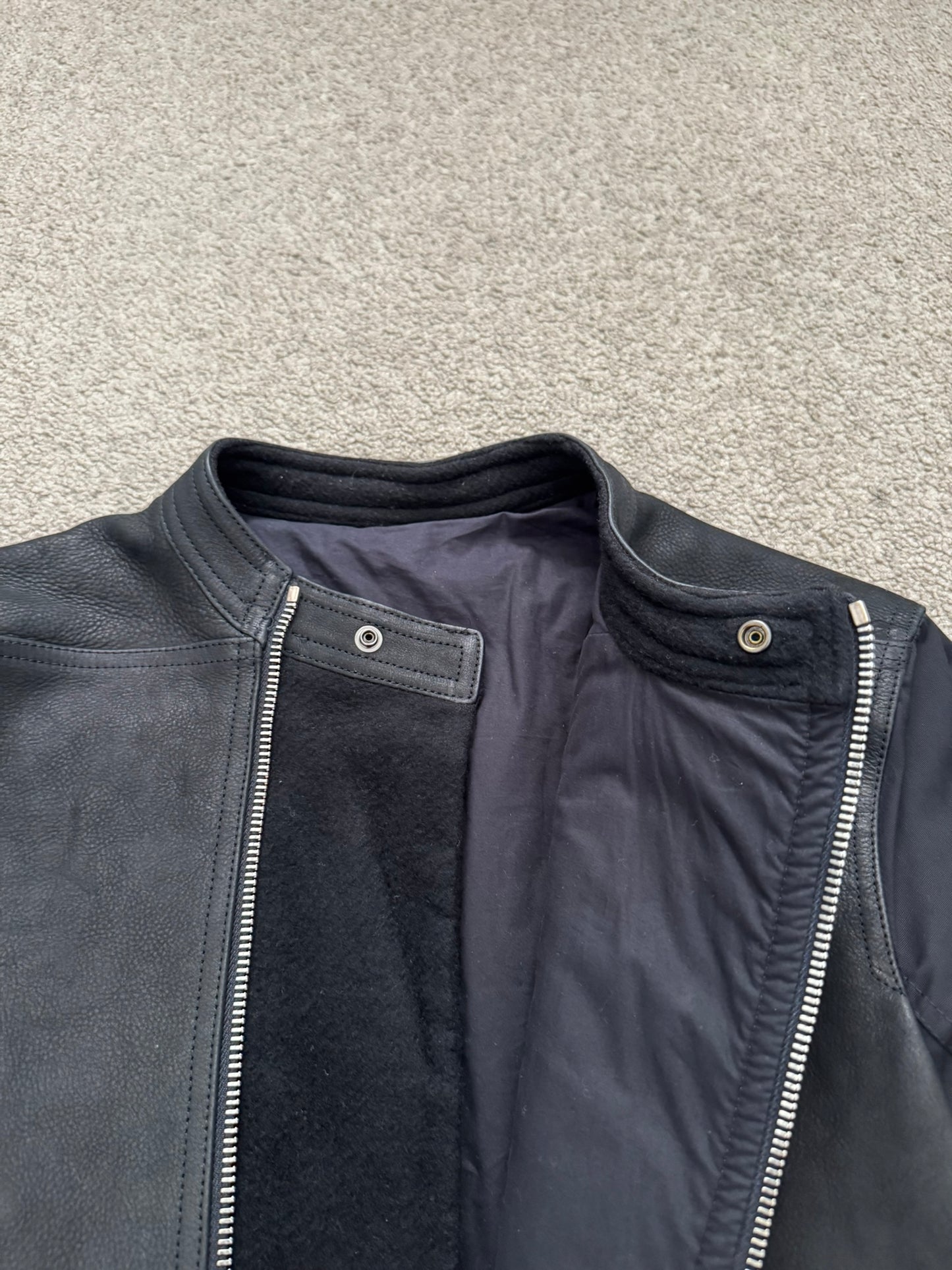 FW14 Rick Owens Mainline Moody Hybrid Fencing Leather Jacket