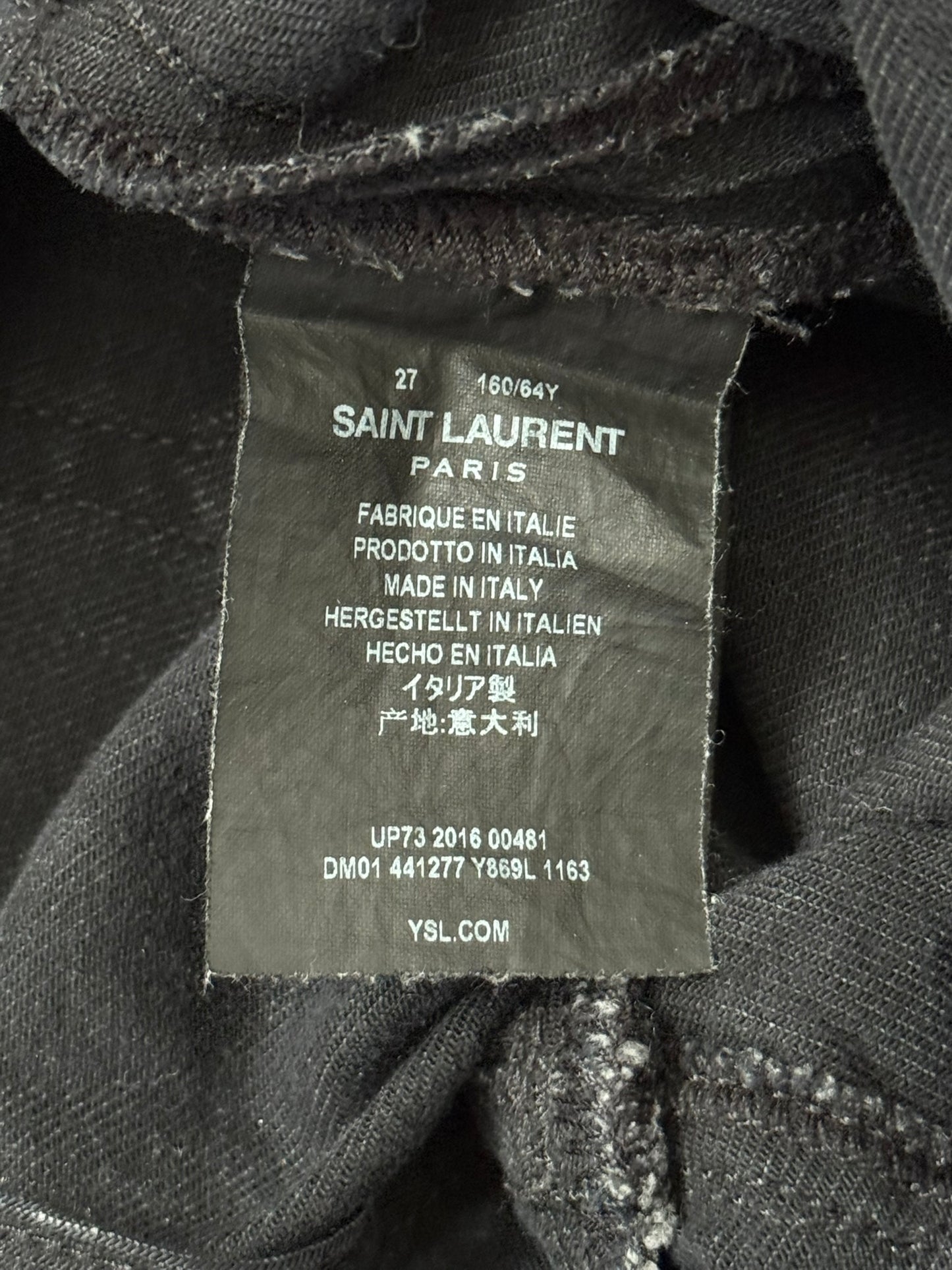 FW16 Saint Laurent by Hedi Slimane Black Faded D02 Denim Jeans