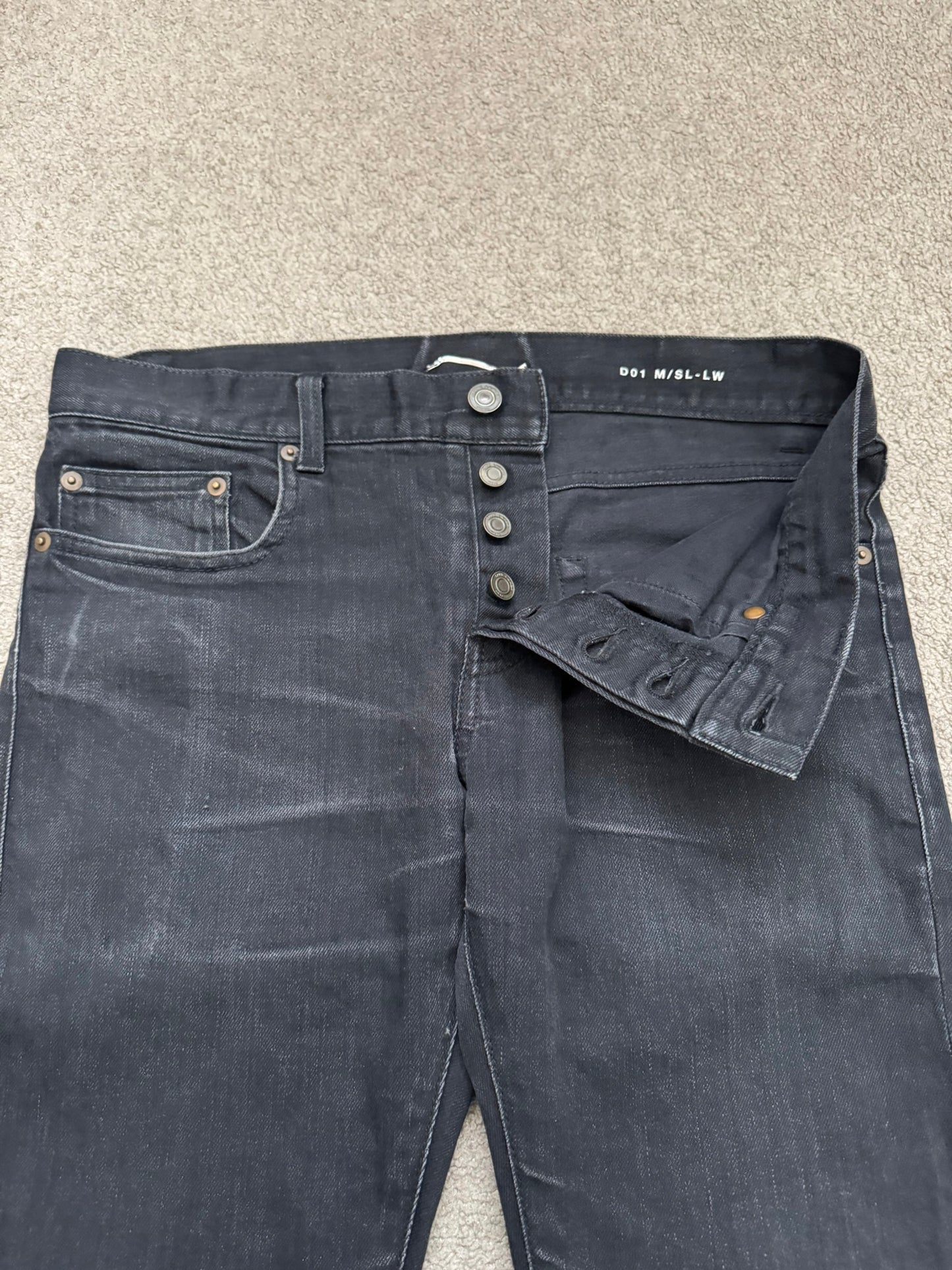 SS14 Saint Laurent by Hedi Slimane Black Washed D01 Denim Jeans