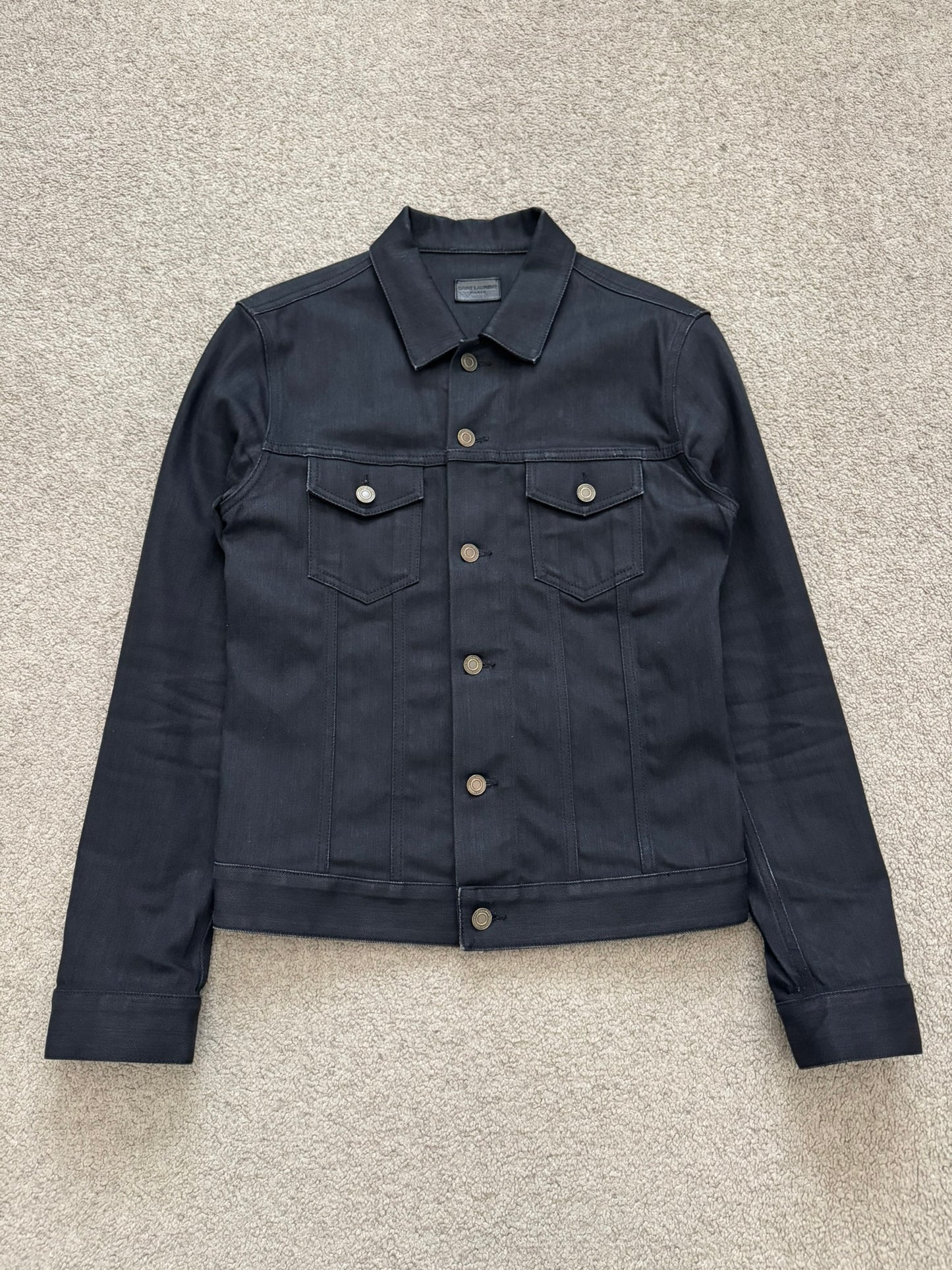 FW13 Saint Laurent by Hedi Slimane Black Trucker Denim Jacket