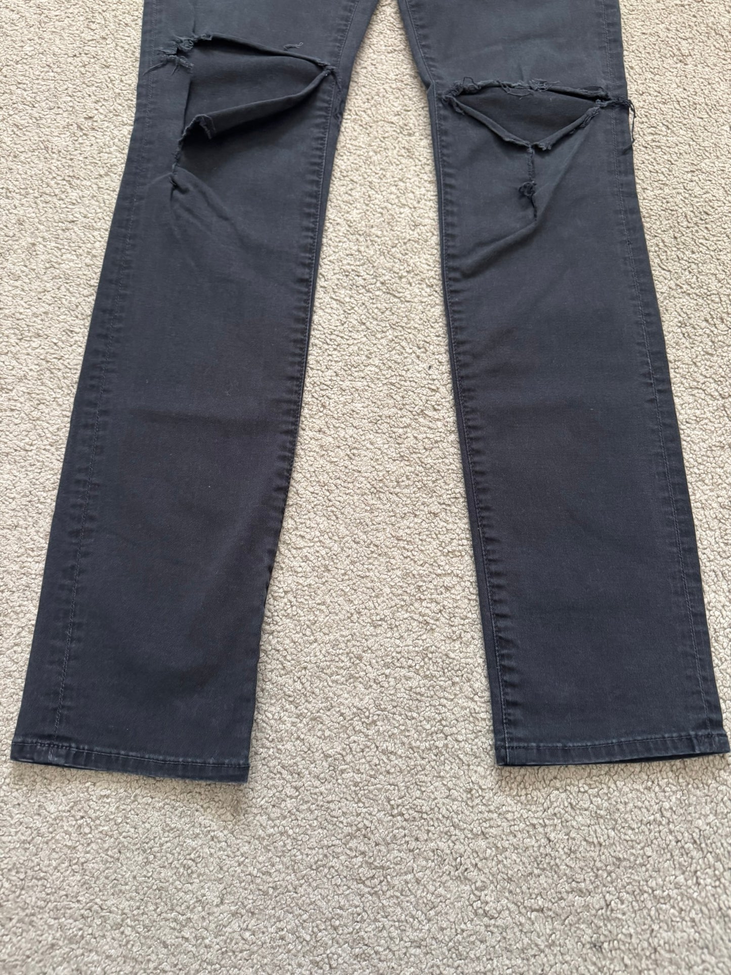 Swagger Knee Slit Skinny Black Denim Jeans