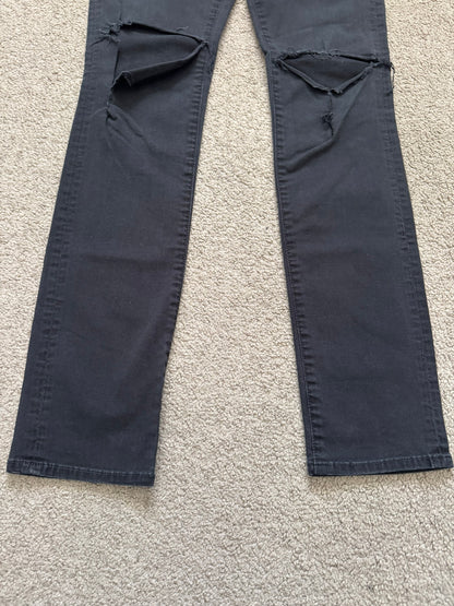 Swagger Knee Slit Skinny Black Denim Jeans