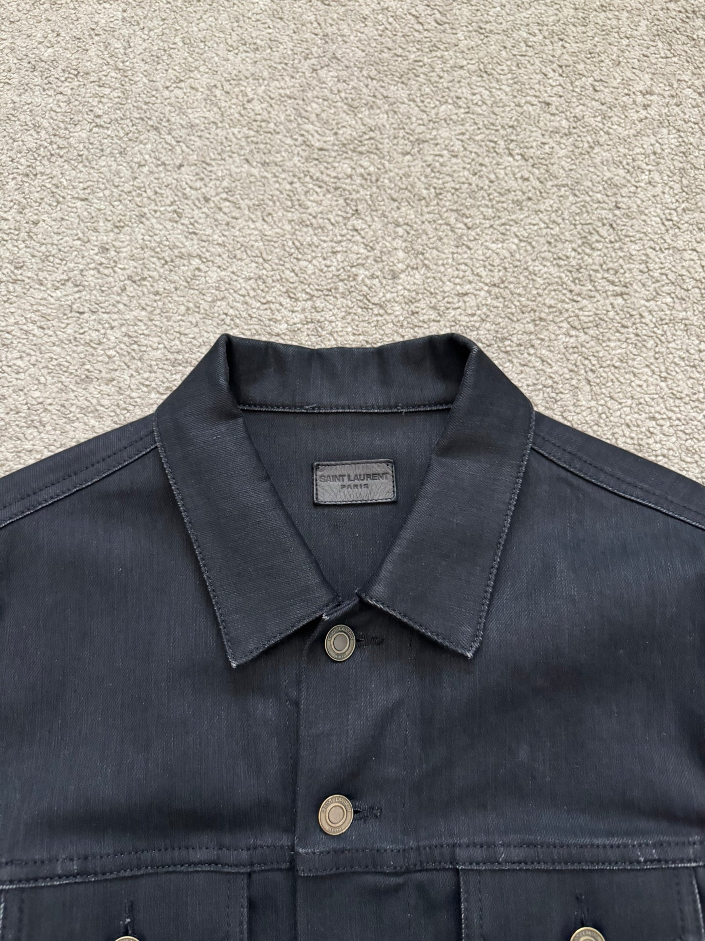 FW13 Saint Laurent by Hedi Slimane Black Trucker Denim Jacket