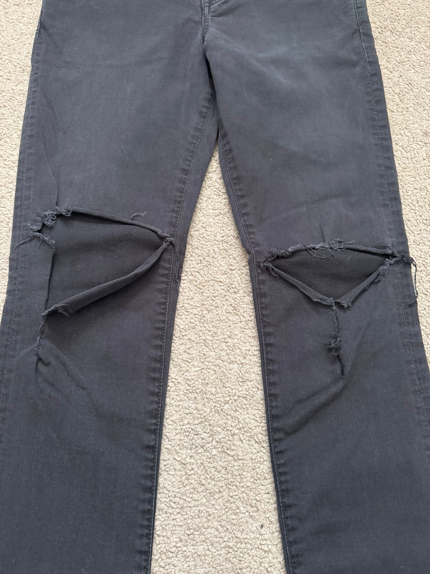 Swagger Knee Slit Skinny Black Denim Jeans