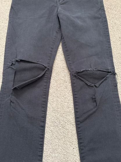 Swagger Knee Slit Skinny Black Denim Jeans