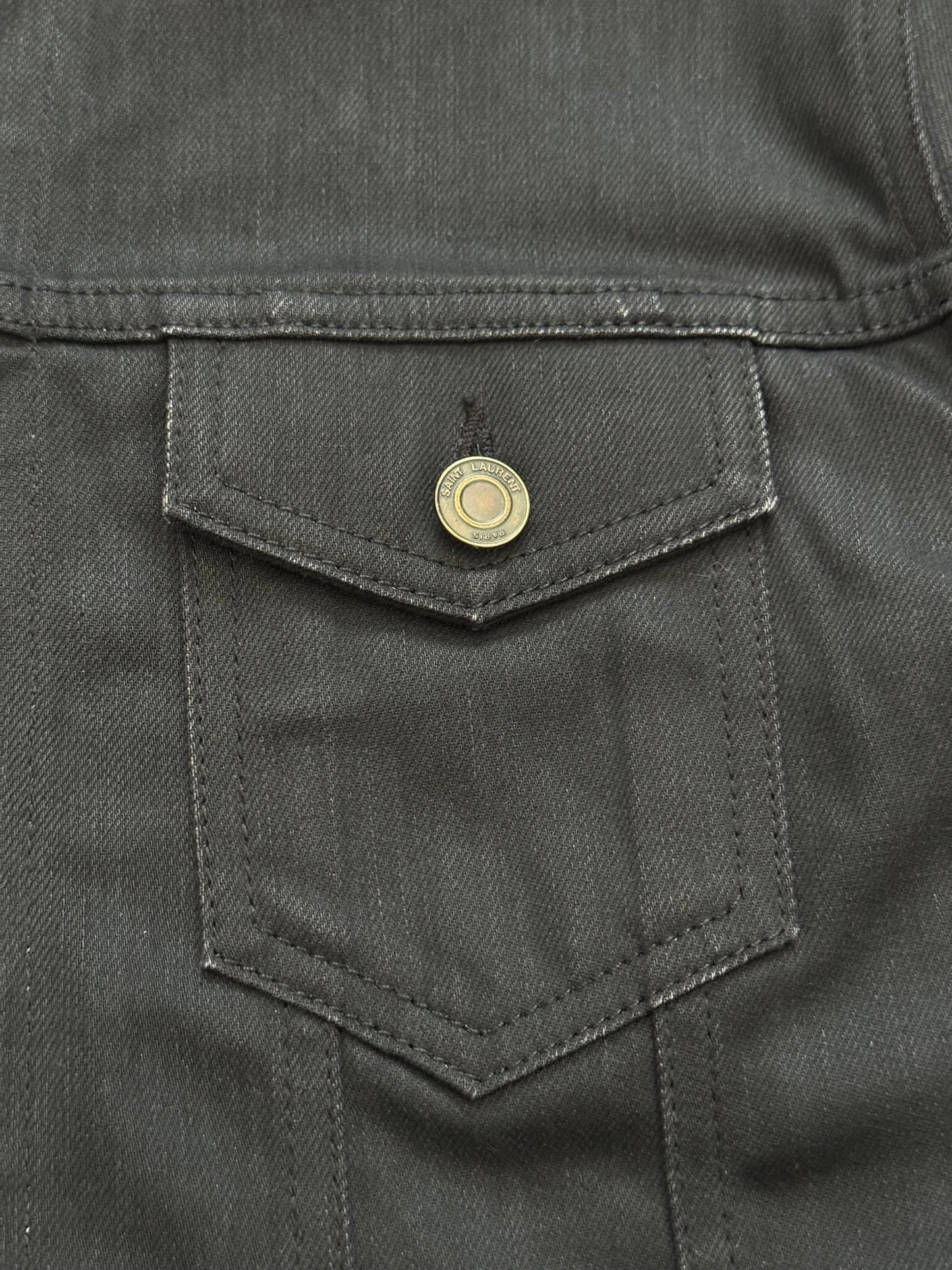 FW13 Saint Laurent by Hedi Slimane Black Trucker Denim Jacket