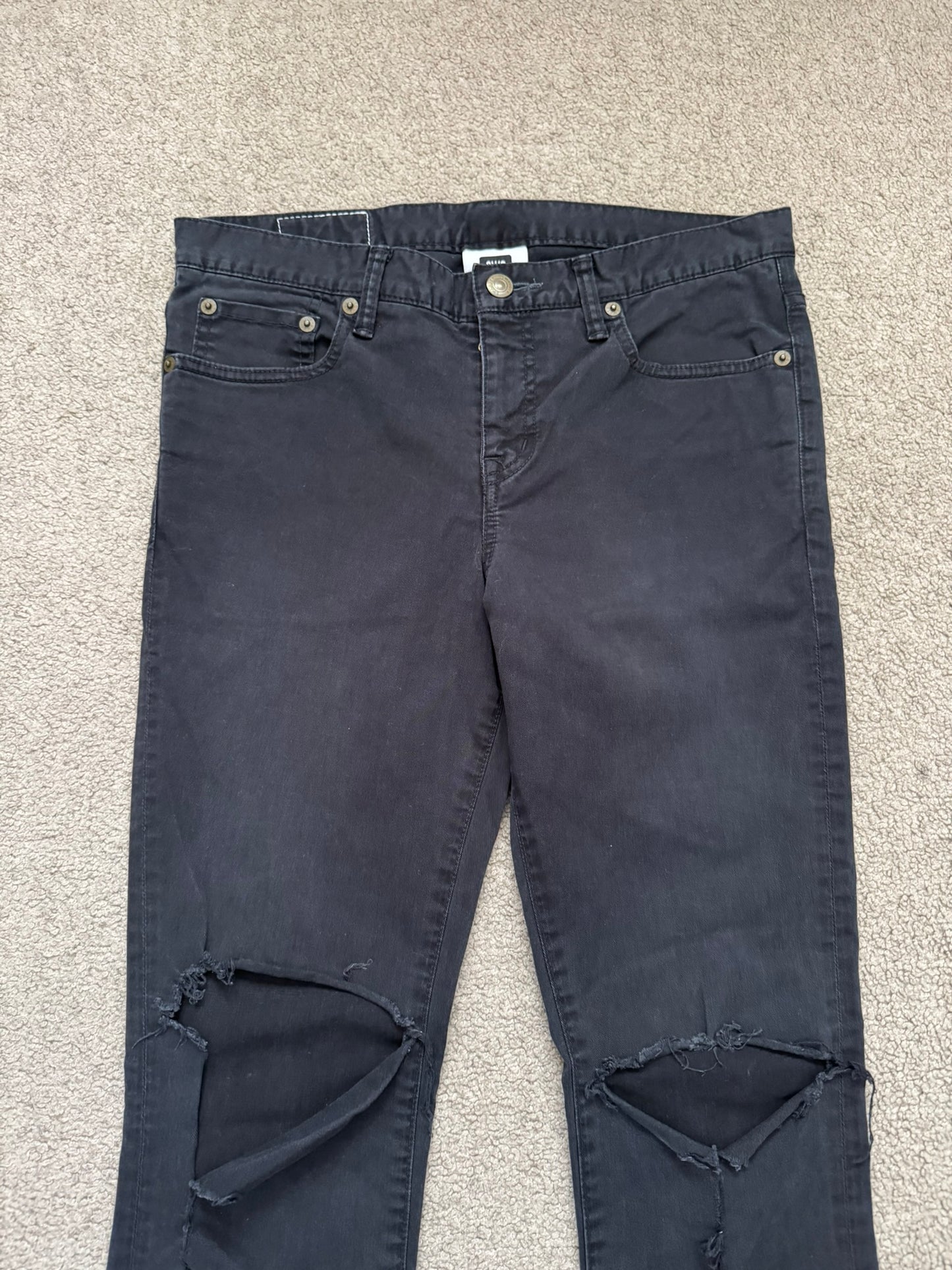 Swagger Knee Slit Skinny Black Denim Jeans