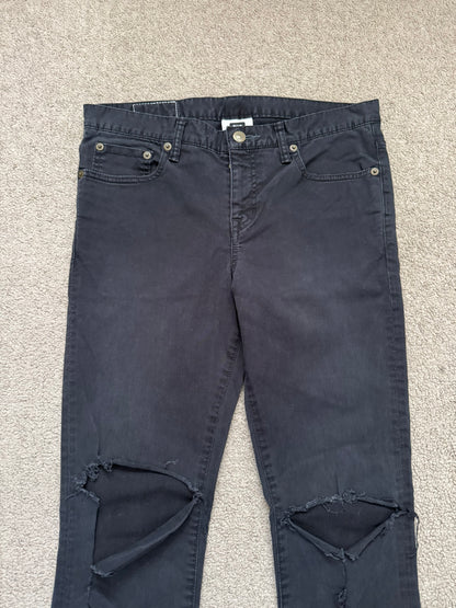 Swagger Knee Slit Skinny Black Denim Jeans