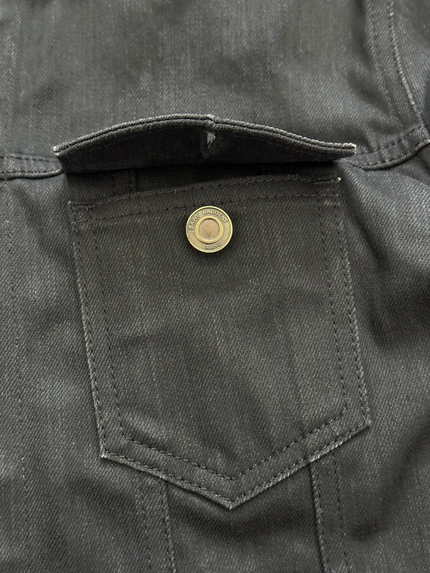 FW13 Saint Laurent by Hedi Slimane Black Trucker Denim Jacket