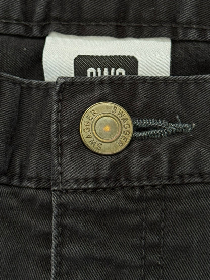 Swagger Knee Slit Skinny Black Denim Jeans