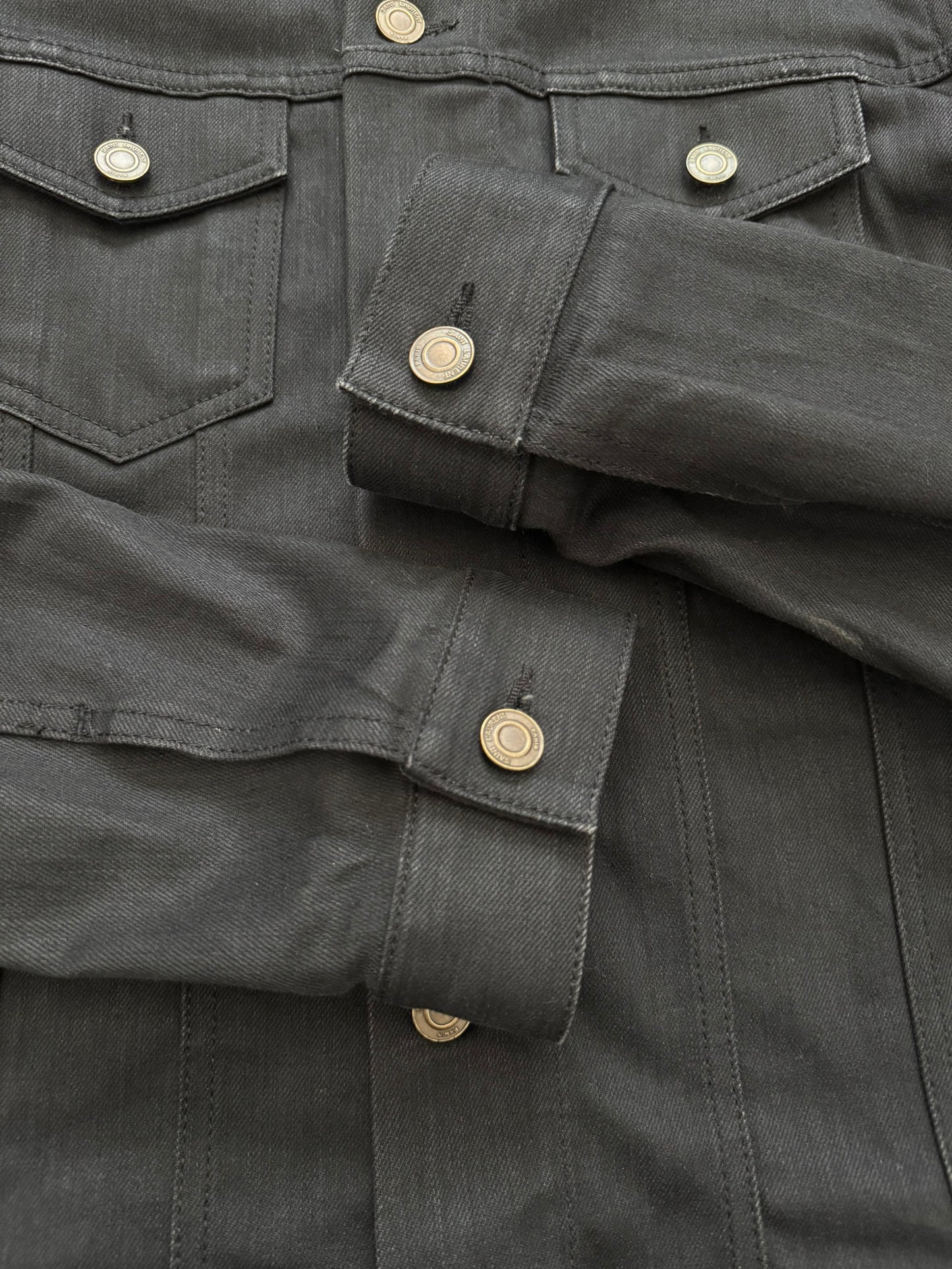 FW13 Saint Laurent by Hedi Slimane Black Trucker Denim Jacket