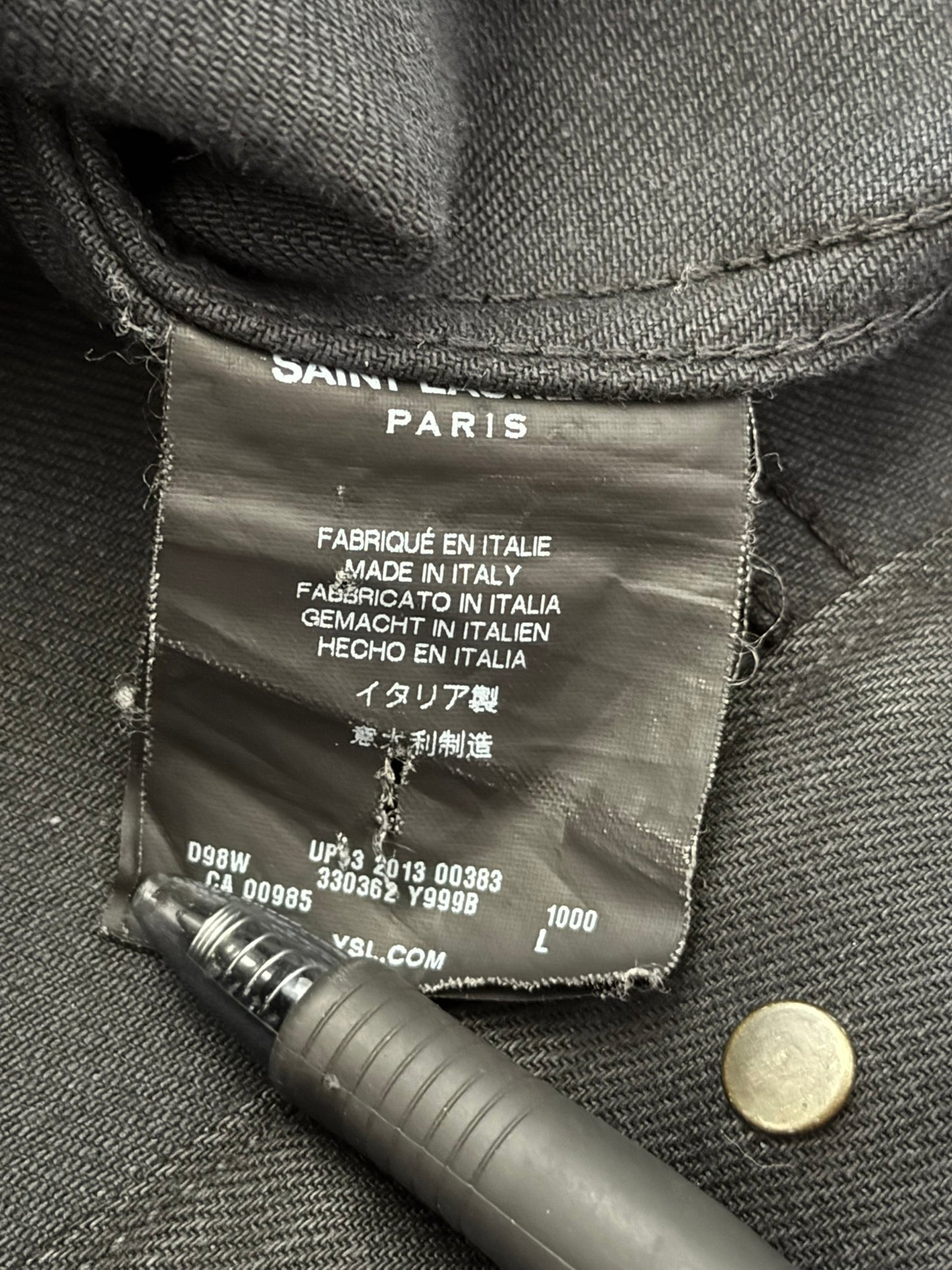 FW13 Saint Laurent by Hedi Slimane Black Trucker Denim Jacket