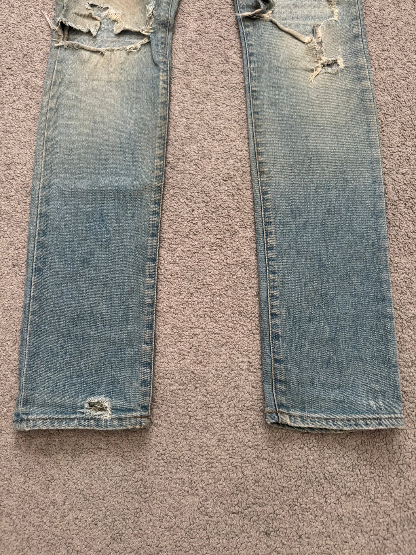 SS16 Saint Laurent by Hedi Slimane Mud Wash Crash Distressed Denim Jeans