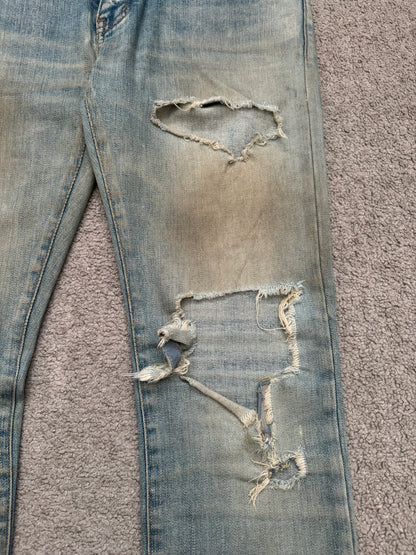 SS16 Saint Laurent by Hedi Slimane Mud Wash Crash Distressed Denim Jeans