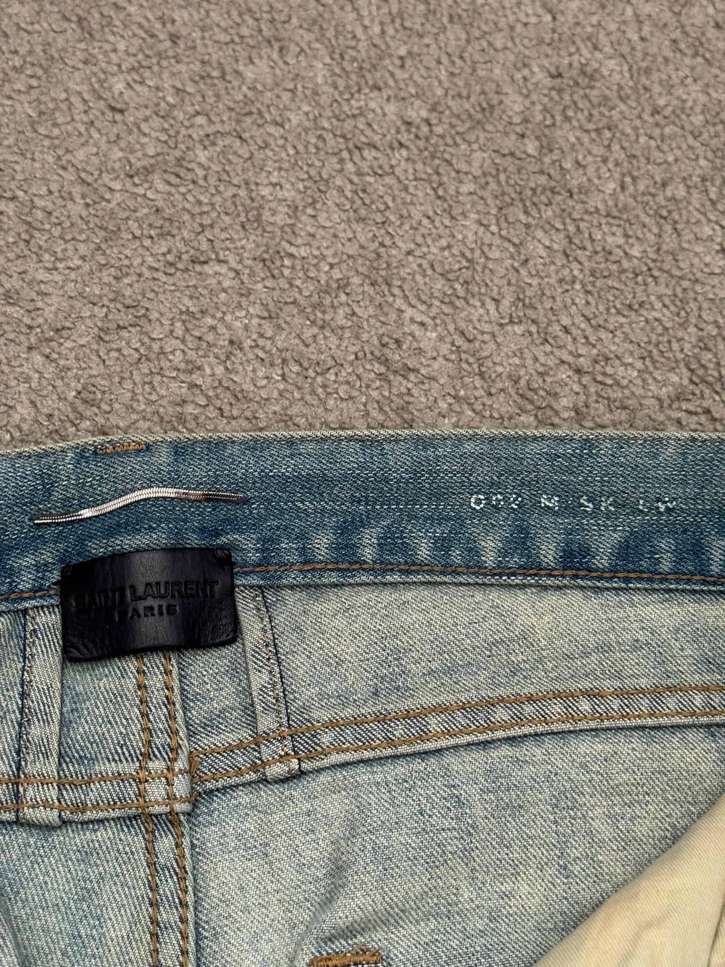 SS16 Saint Laurent by Hedi Slimane Mud Wash Crash Distressed Denim Jeans
