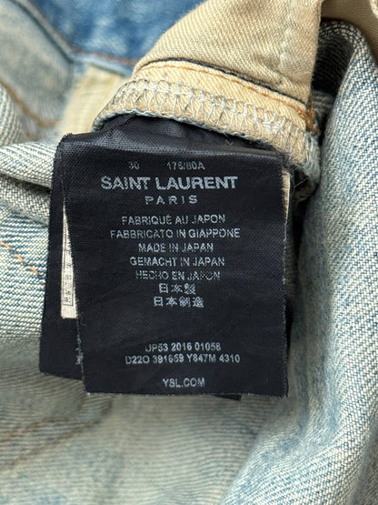 SS16 Saint Laurent by Hedi Slimane Mud Wash Crash Distressed Denim Jeans