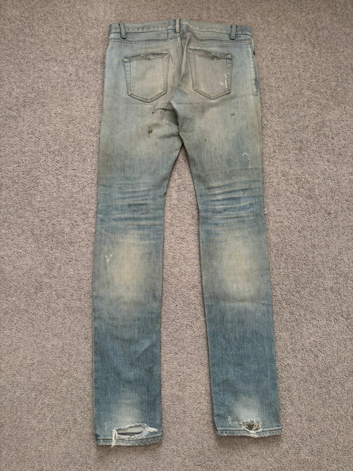 SS16 Saint Laurent by Hedi Slimane Mud Wash Crash Distressed Denim Jeans