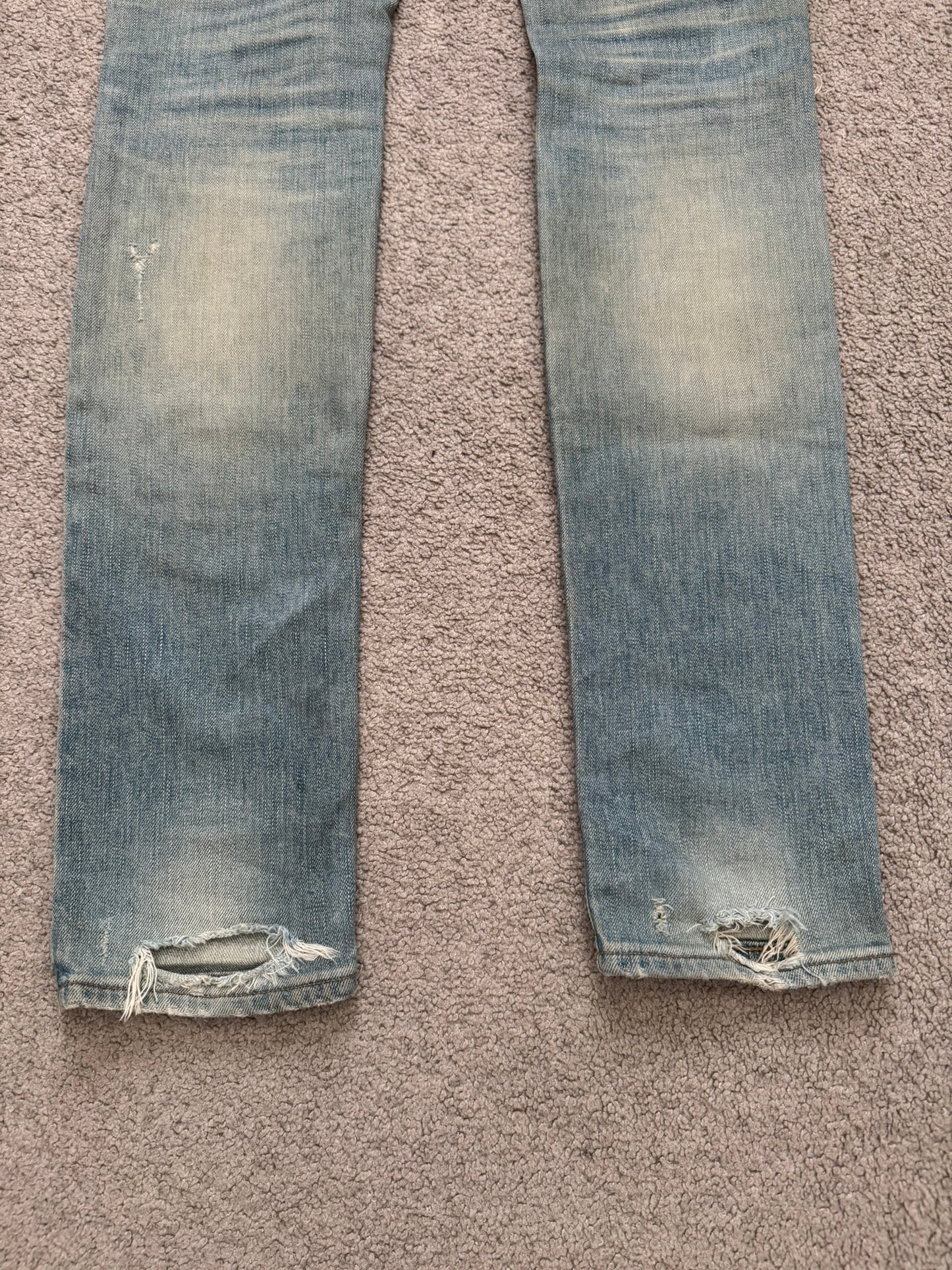 SS16 Saint Laurent by Hedi Slimane Mud Wash Crash Distressed Denim Jeans