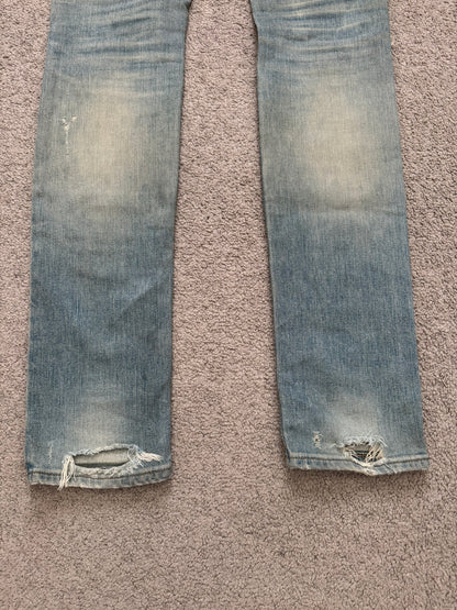 SS16 Saint Laurent by Hedi Slimane Mud Wash Crash Distressed Denim Jeans