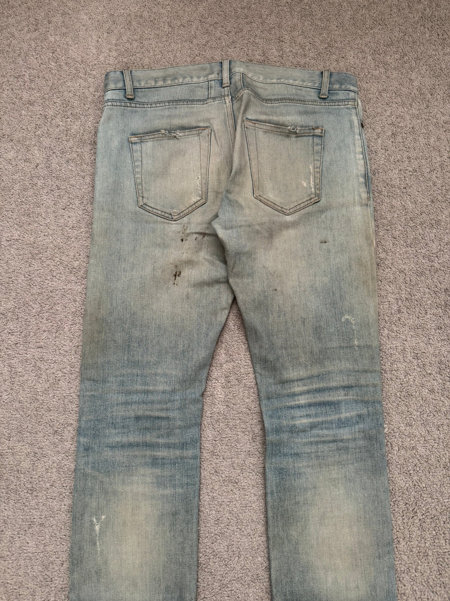 SS16 Saint Laurent by Hedi Slimane Mud Wash Crash Distressed Denim Jeans
