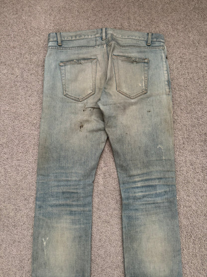SS16 Saint Laurent by Hedi Slimane Mud Wash Crash Distressed Denim Jeans
