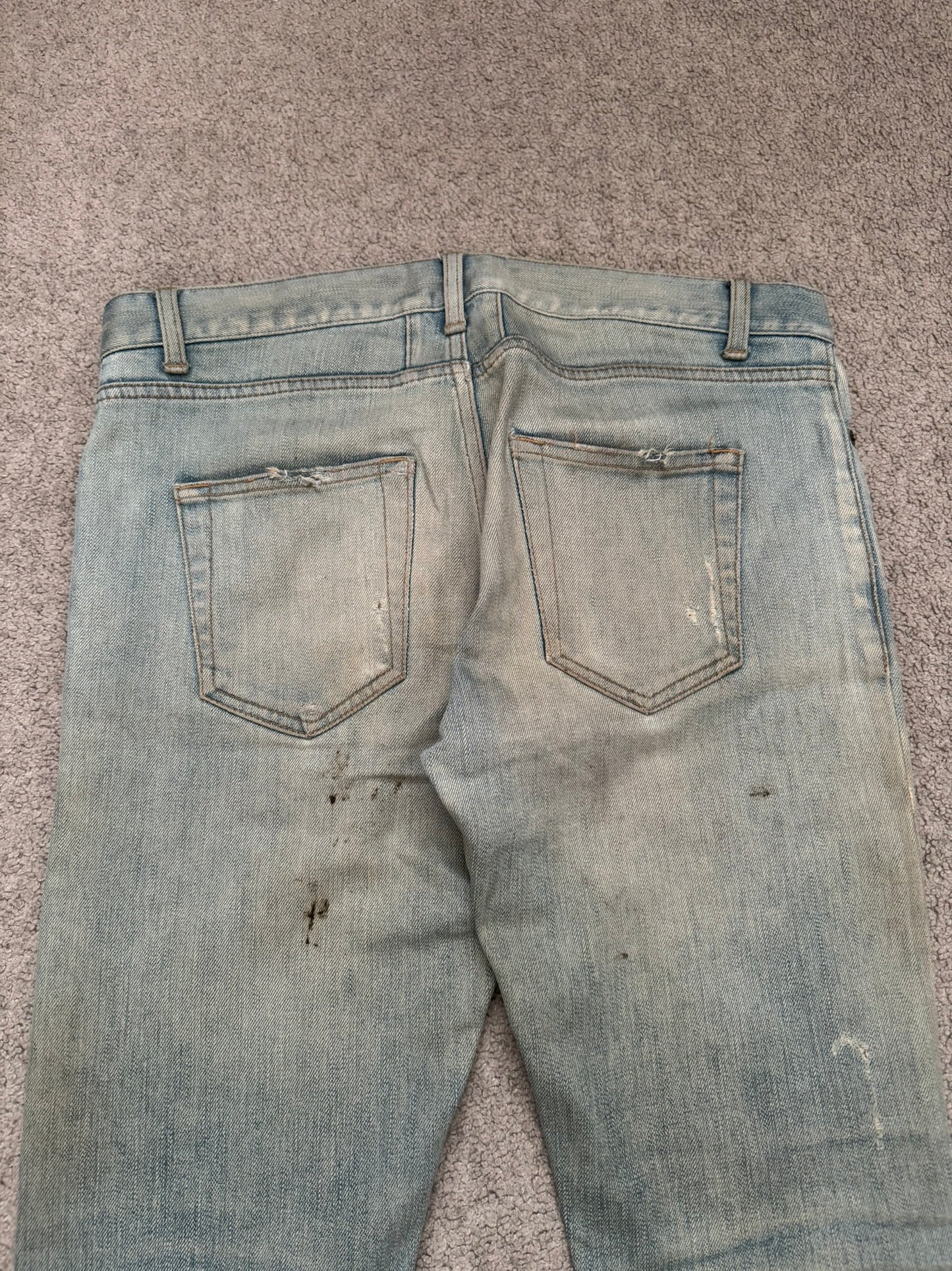 SS16 Saint Laurent by Hedi Slimane Mud Wash Crash Distressed Denim Jeans
