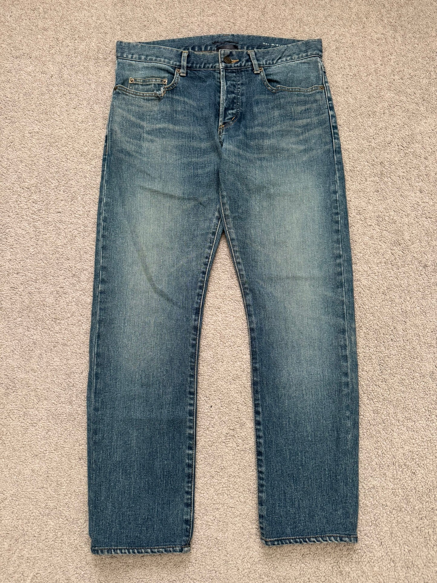 FW16 Saint Laurent by Hedi Slimane Blue Washed D01 Denim Jeans