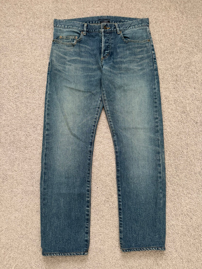 FW16 Saint Laurent by Hedi Slimane Blue Washed D01 Denim Jeans