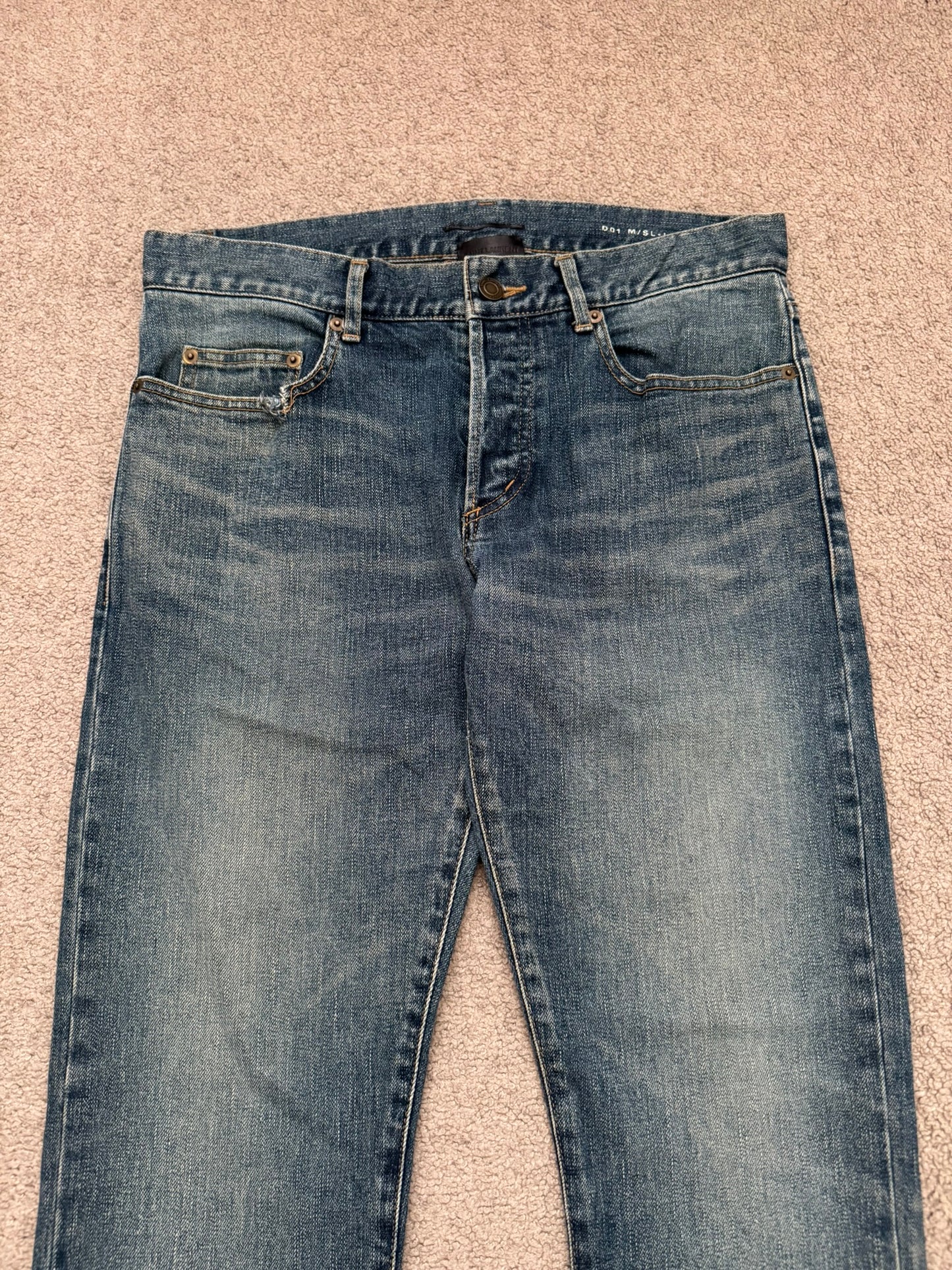 FW16 Saint Laurent by Hedi Slimane Blue Washed D01 Denim Jeans