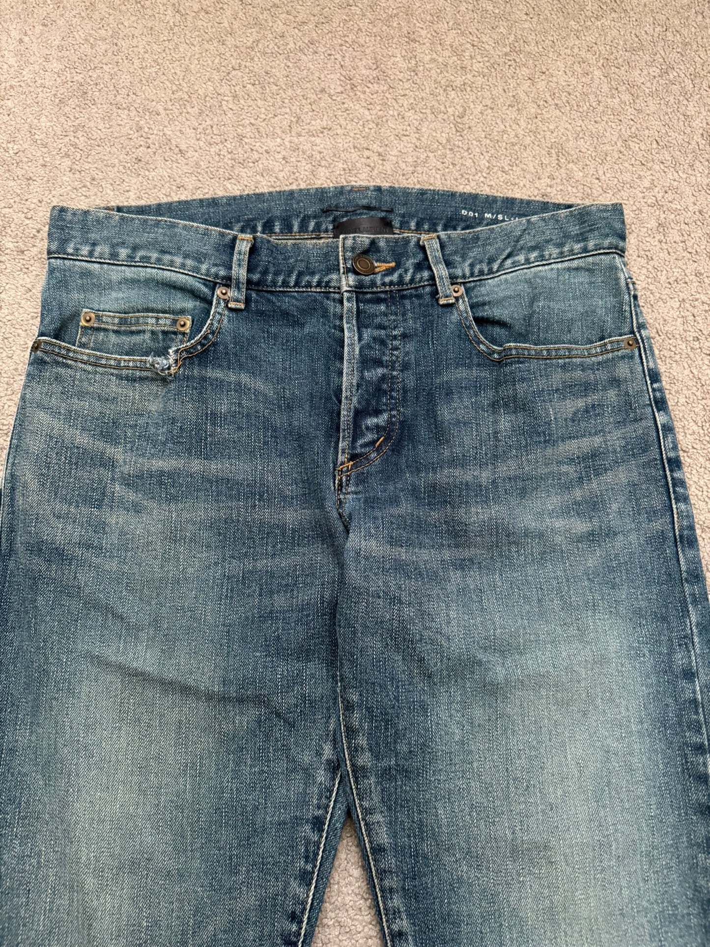 FW16 Saint Laurent by Hedi Slimane Blue Washed D01 Denim Jeans