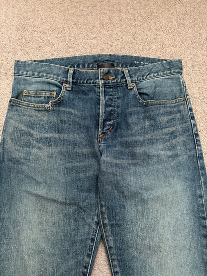 FW16 Saint Laurent by Hedi Slimane Blue Washed D01 Denim Jeans