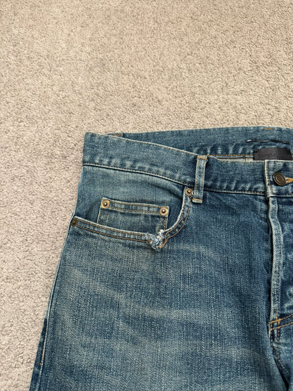 FW16 Saint Laurent by Hedi Slimane Blue Washed D01 Denim Jeans
