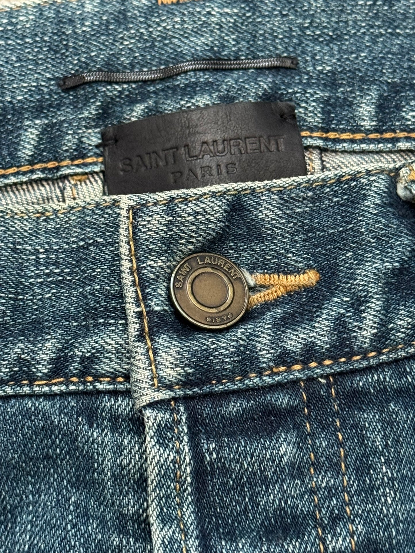 FW16 Saint Laurent by Hedi Slimane Blue Washed D01 Denim Jeans