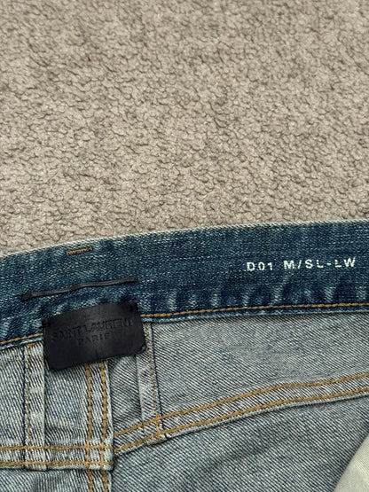 FW16 Saint Laurent by Hedi Slimane Blue Washed D01 Denim Jeans
