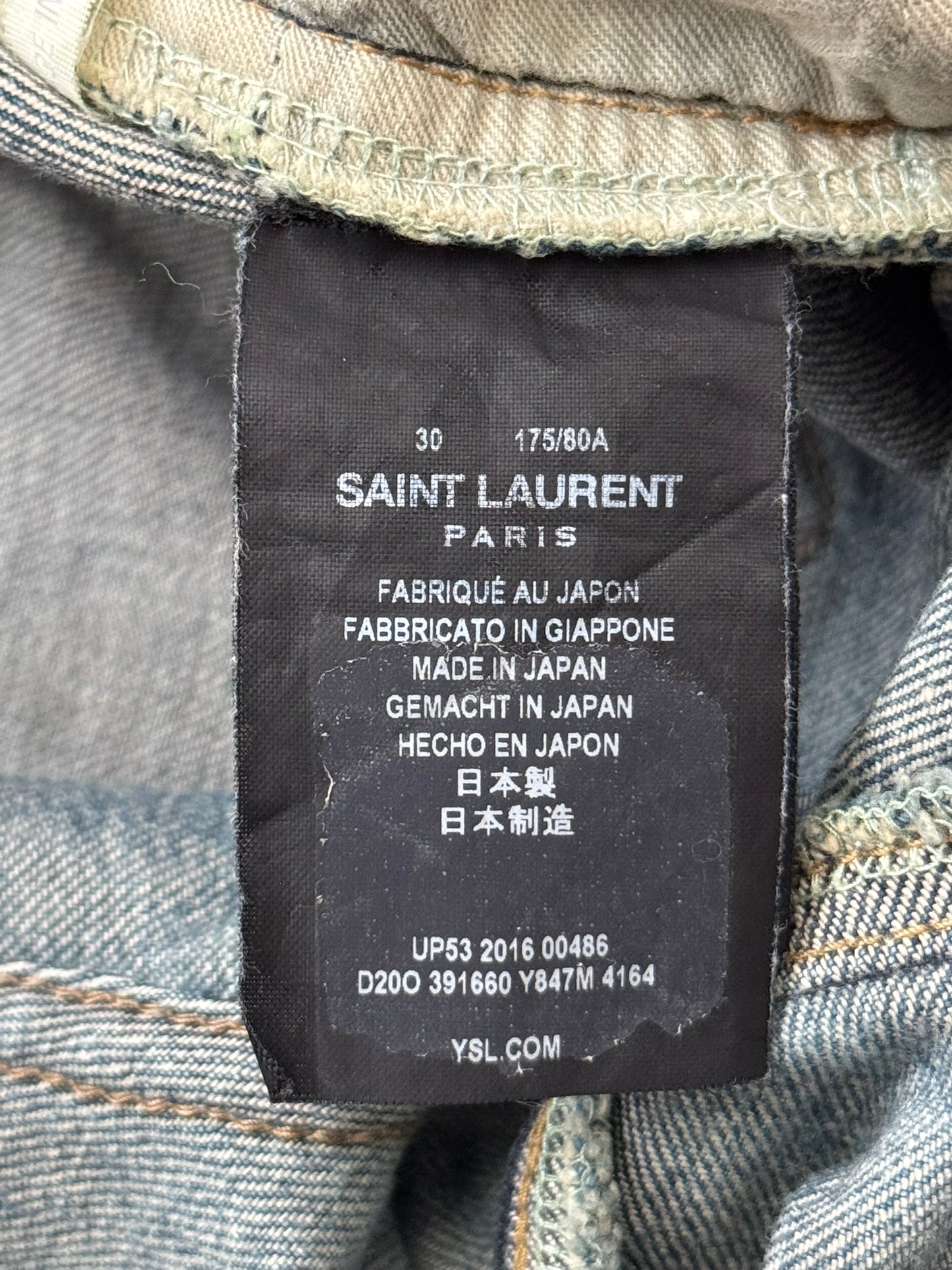FW16 Saint Laurent by Hedi Slimane Blue Washed D01 Denim Jeans