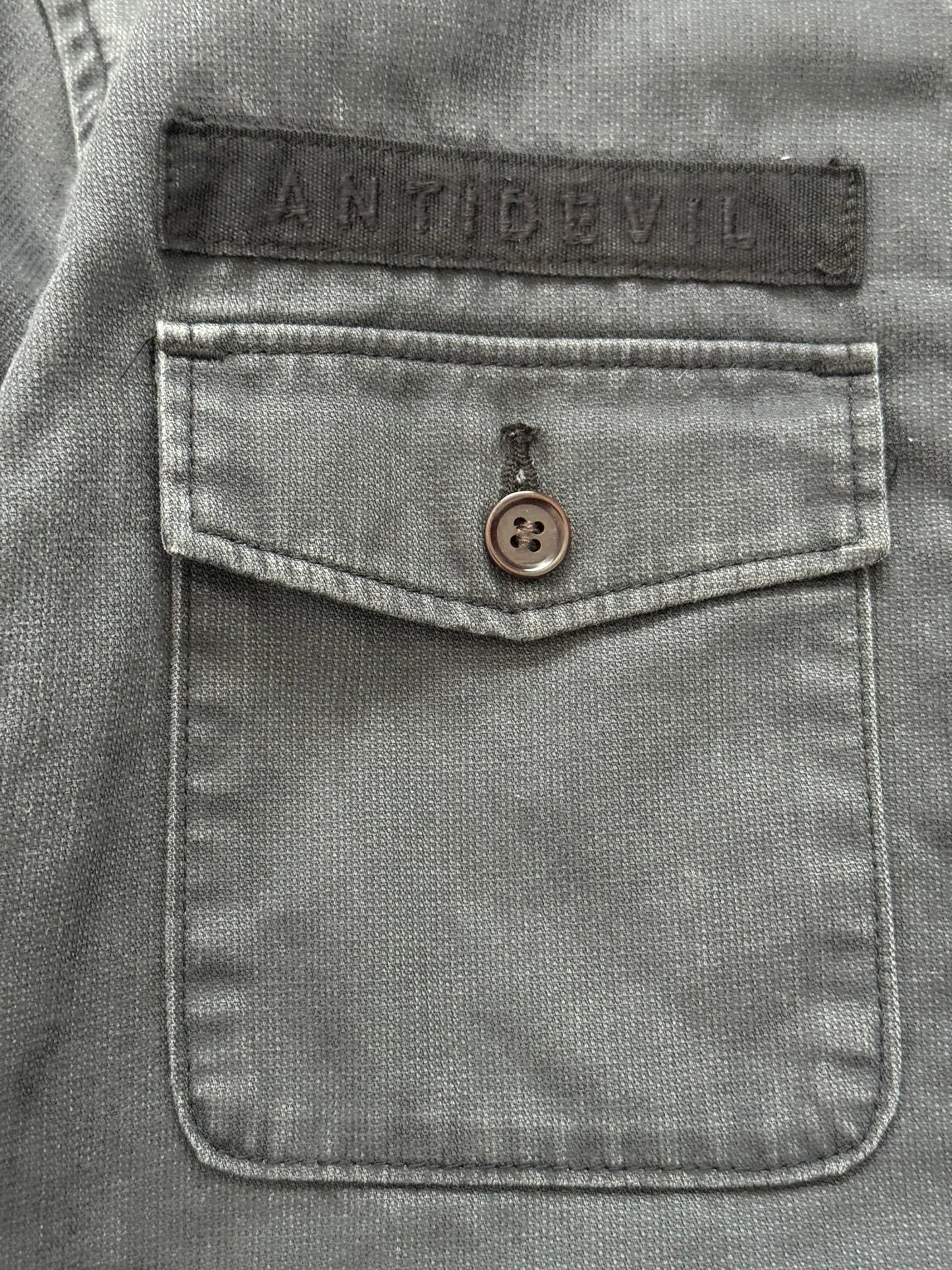 AW11 Undercover "Antidevil Security" Skull Hybrid Army Shirt