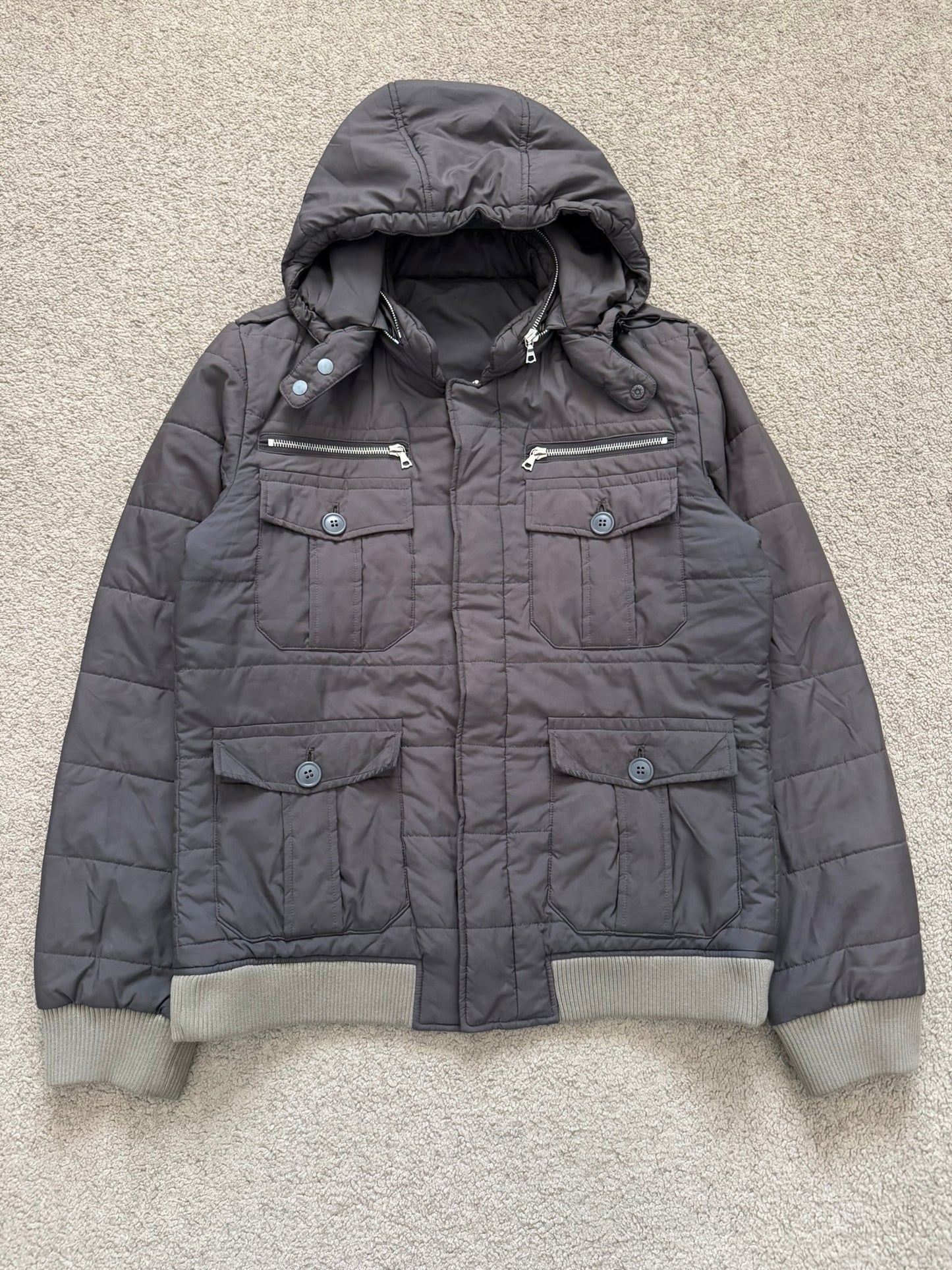 AW07 Undercover "Knit" Military Cargo Zipper Puffer Jacket