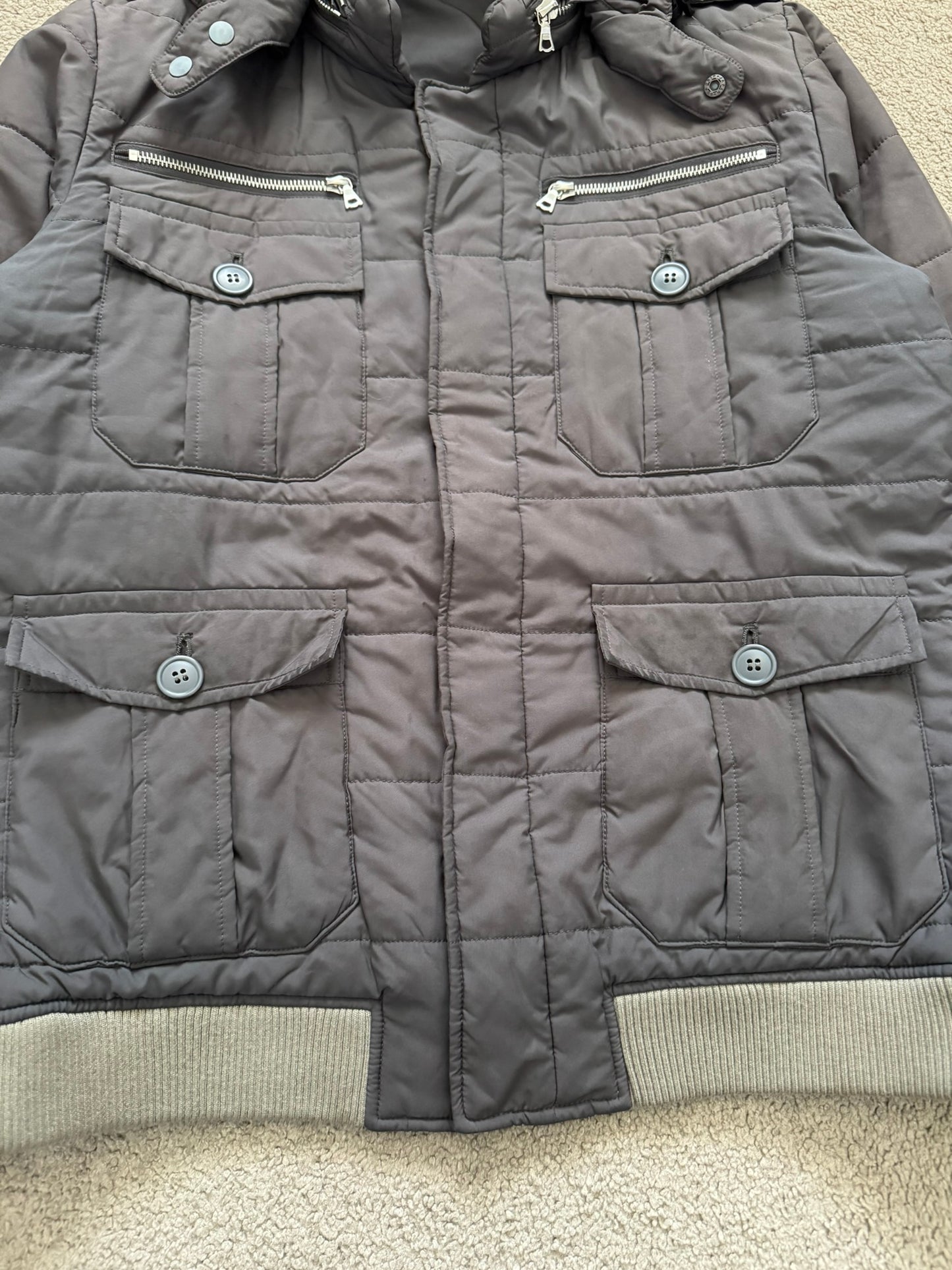 AW07 Undercover "Knit" Military Cargo Zipper Puffer Jacket