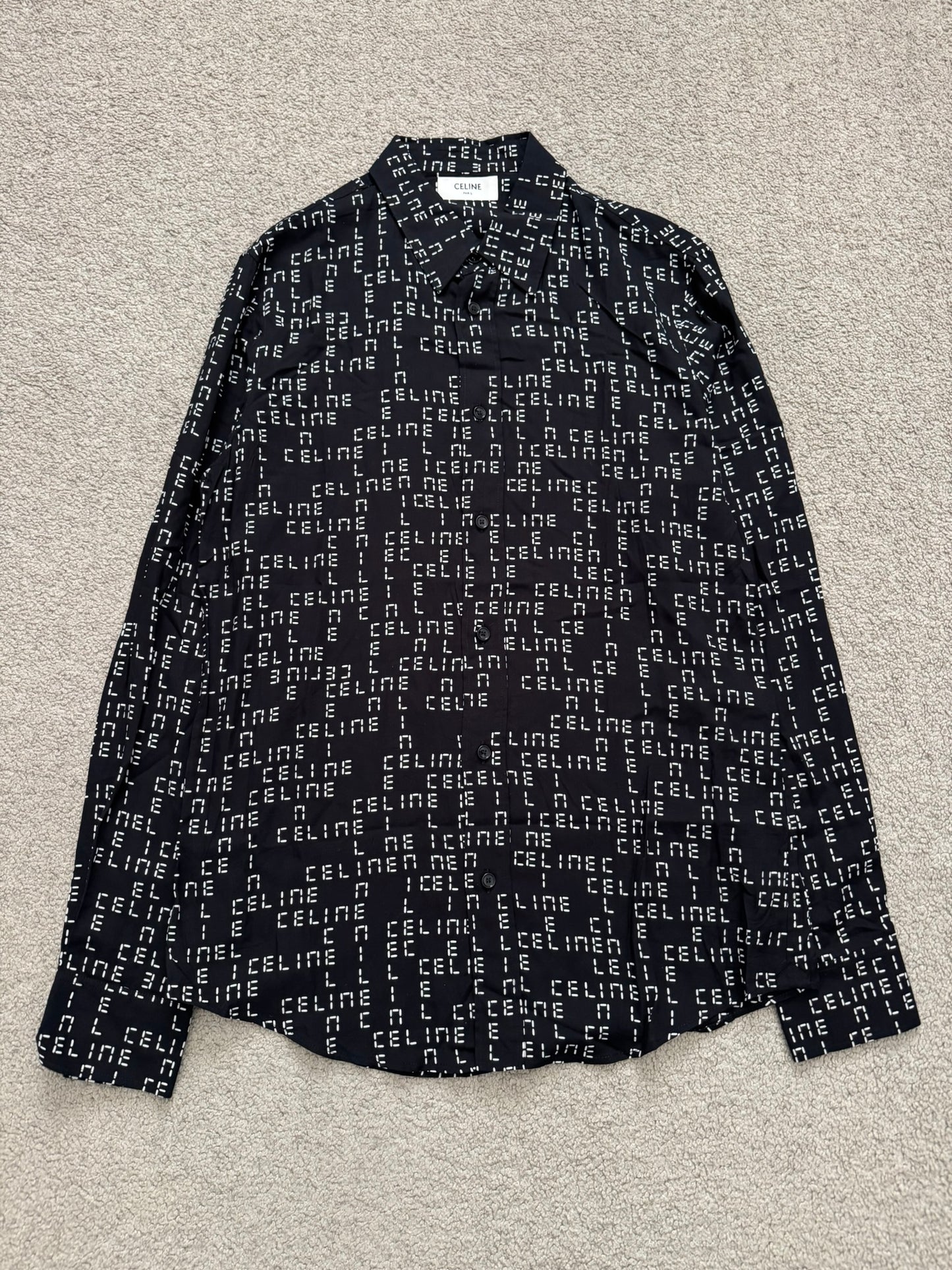 FW22 Celine by Hedi Slimane Analog Logo Monogram Button Up Shirt