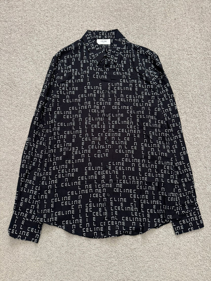FW22 Celine by Hedi Slimane Analog Logo Monogram Button Up Shirt