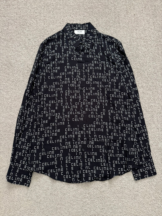 FW22 Celine by Hedi Slimane Analog Logo Monogram Button Up Shirt