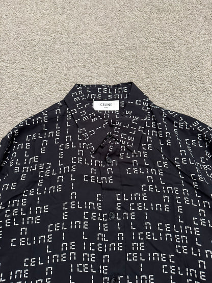 FW22 Celine by Hedi Slimane Analog Logo Monogram Button Up Shirt