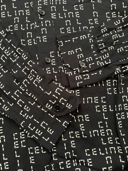 FW22 Celine by Hedi Slimane Analog Logo Monogram Button Up Shirt