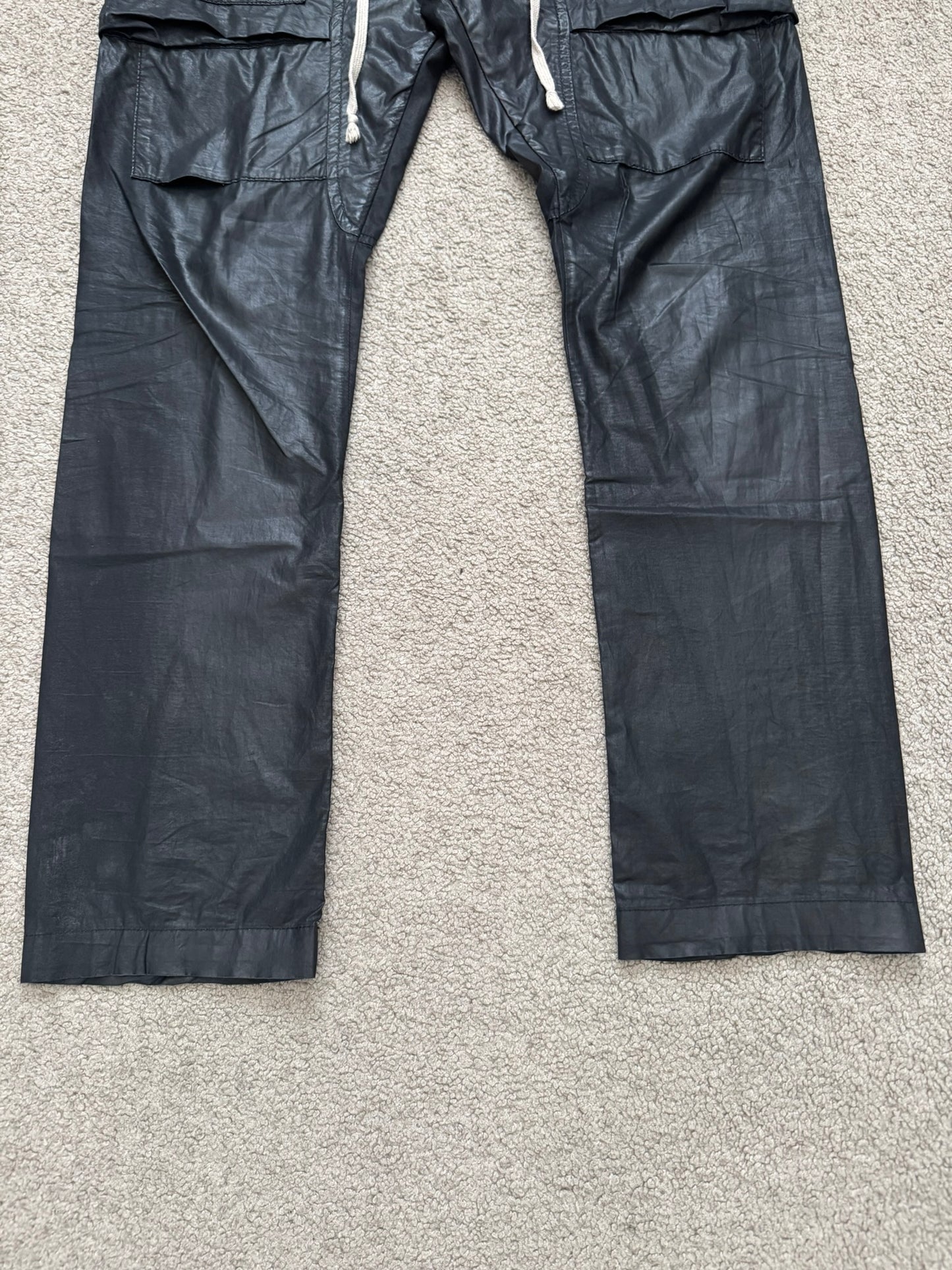 SS13 Rick Owens DRKSHDW Black Waxed Creatch Cargo Pants