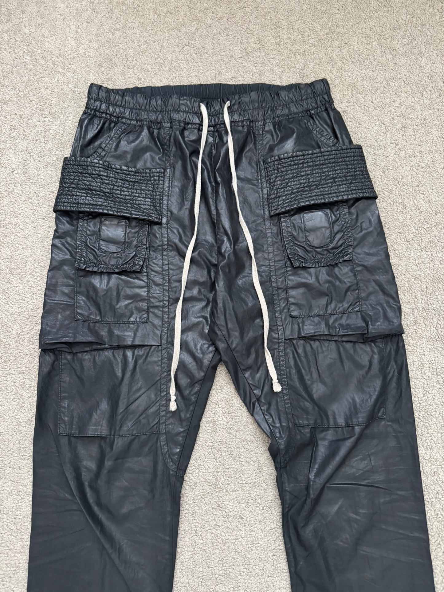 SS13 Rick Owens DRKSHDW Black Waxed Creatch Cargo Pants