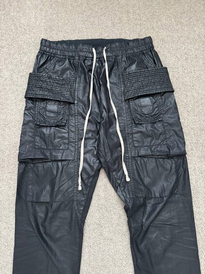 SS13 Rick Owens DRKSHDW Black Waxed Creatch Cargo Pants